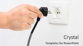  Presentation with power plug - Presentation featuring power plug - angle shot of a caucasian background and a white colored foreground