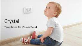  Presentation with outlet - Presentation with power plug - baby playing with electrical outlet background and a light gray colored foreground