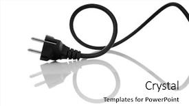  Presentation with electric cable - Theme featuring power plug - black electric cable isolated background and a white colored foreground