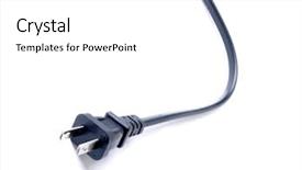  Presentation with electrical - Beautiful PPT theme featuring power plug - black electrical american standard cord backdrop and a white colored foreground