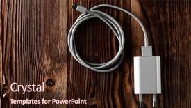  Presentation with cable electri - Amazing slide deck having power plug - cable phone chargers on wood backdrop and a wine colored foreground