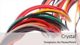  Presentation with cables - Audience pleasing slides consisting of power plug - close-up of colorful electrical cables backdrop and a light gray colored foreground