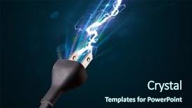  Presentation with electric cable - Amazing theme having power plug - electric cable close-up with glowing backdrop and a navy blue colored foreground