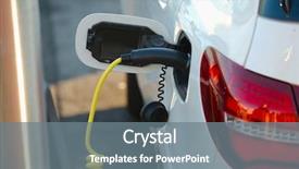  Presentation with electric car - Presentation theme enhanced with power plug - electric car at a charging background and a gray colored foreground
