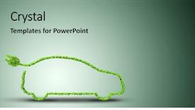  Presentation with electric car - Audience pleasing PPT theme consisting of power plug - electric car concept in green backdrop and a mint green colored foreground