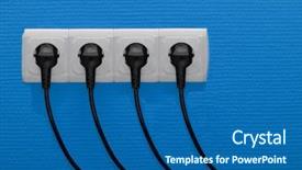  Presentation with cables - Audience pleasing theme consisting of power plug - electric outlets with cables connected backdrop and a ocean colored foreground