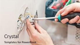  Presentation with electrician - Slide deck with power plug - hands of an electrician background and a lemonade colored foreground