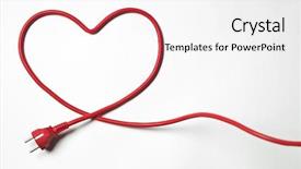  Presentation with power cable - Cool new slide deck with power plug - heartshaped red cable on white backdrop and a white colored foreground