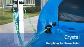  Presentation with power plug - PPT theme enhanced with power plug - modern electric car connected background and a ocean colored foreground