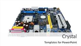  Presentation with motherboard - Slide set having power plug - motherboard isolated on white background background and a white colored foreground