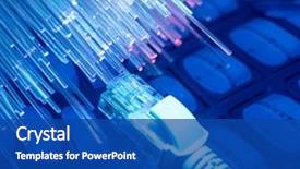  Presentation with power cable - Beautiful slide deck featuring power plug - network cable on multicolor fiber backdrop and a ocean colored foreground