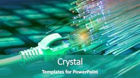  Presentation with fiber - Slides consisting of power plug - network cables closeup with fiber background and a teal colored foreground