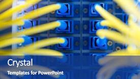  Presentation with fiber - Audience pleasing slides consisting of power plug - optical fiber telecommunication equipment backdrop and a ocean colored foreground