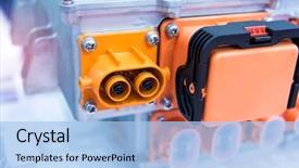  Presentation with connector - Cool new slides with power plug - powerful high-voltage electrical connector backdrop and a light blue colored foreground