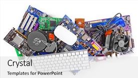  Presentation with parts - PPT theme featuring power plug - set of computer parts isolated background and a white colored foreground