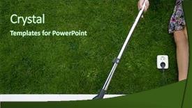  Presentation with alternative energy - Beautiful theme featuring power plug - woman with a vacuum cleaner backdrop and a tawny brown colored foreground