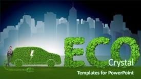  Presentation with electric car - Audience pleasing slide deck consisting of power plug bio gas - businessman in green electric car backdrop and a forest green colored foreground