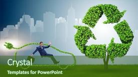  Presentation with electric car - Slides with power plug bio gas - businessman in green electric car background and a forest green colored foreground
