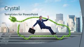  Presentation with electric car - Amazing slide set having power plug bio gas - businessman in green electric car backdrop and a sky blue colored foreground