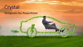  Presentation with green plug - Theme featuring power plug bio gas - electric car concept in green background and a  colored foreground