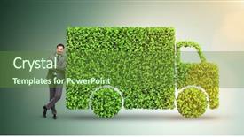  Presentation with electric car - Slide deck consisting of power plug bio gas - electric car concept in green background and a tawny brown colored foreground