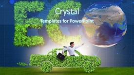  Presentation with green plug - Audience pleasing PPT theme consisting of power plug bio gas - electric car concept in green backdrop and a  colored foreground