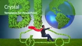  Presentation with green plug - Slide deck consisting of power plug bio gas - electric car concept in green background and a forest green colored foreground