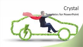  Presentation with electric car - Beautiful theme featuring power plug bio gas - electric car concept in green backdrop and a  colored foreground