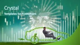  Presentation with electric car - Amazing slide deck having power plug bio gas - electric car concept in green backdrop and a  colored foreground