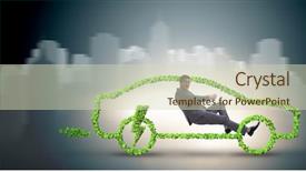  Presentation with electric car - PPT theme having power plug bio gas - electric car concept in green background and a  colored foreground