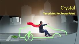  Presentation with electric car - Beautiful slide deck featuring power plug bio gas - electric car concept in green backdrop and a  colored foreground