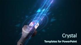  Presentation with electric cable - Slide deck with power plug compass - glowing electric cable close-up background and a  colored foreground