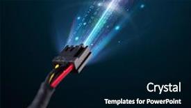  Presentation with electric cable - Slide set with power plug compass - glowing electric cable close-up background and a  colored foreground