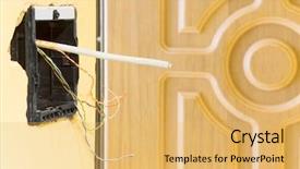  Presentation with cables wires electric wireing - Colorful presentation enhanced with light switches sockets - electric wire sticking backdrop and a yellow colored foreground