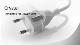  Presentation with power plug - Colorful presentation theme enhanced with power plug isolated on white backdrop and a  colored foreground
