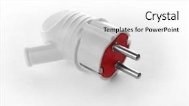  Presentation with power plug - Presentation enhanced with power plug isolated on white background and a white colored foreground