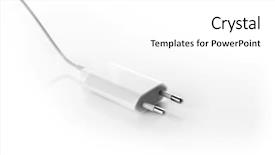  Presentation with power plug - PPT theme featuring power plug isolated on white background and a  colored foreground