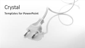  Presentation with power plug - Presentation theme with power plug isolated on white background and a white colored foreground