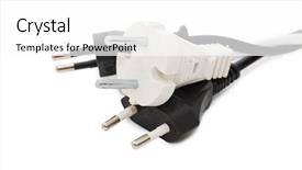  Presentation with power plug - Slide deck enhanced with power plug isolated on white background background and a white colored foreground