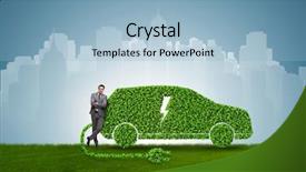  Presentation with green plug - Audience pleasing presentation consisting of power plug nature - businessman in green electric car backdrop and a light blue colored foreground