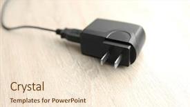  Presentation with power plug - Slide deck featuring power plug on wooden table background and a lemonade colored foreground