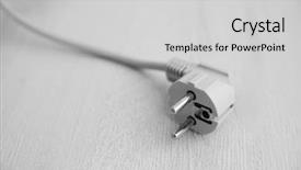  Presentation with power plug - Audience pleasing presentation theme consisting of power plug over wooden floor backdrop and a  colored foreground