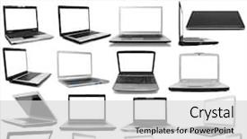  Presentation with global laptops remote - Slides consisting of power plug space - collection laptops on white background background and a light gray colored foreground
