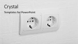  Presentation with electrical electricity atom - Presentation theme featuring power plug space - electricity socket close up background and a white colored foreground