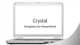  Presentation with laptop - Cool new slide set with power plug space - isolated laptop on a white backdrop and a white colored foreground