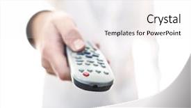  Presentation with hold hand - Presentation theme with power point - man hold tv remote control background and a white colored foreground