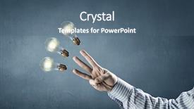  Presentation with bulb - PPT theme enhanced with power point - man pointing light bulb background and a ocean colored foreground