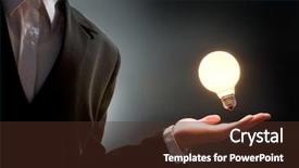  Presentation with illuminated - Theme consisting of power point - man pointing to the illuminated background and a tawny brown colored foreground