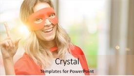  Presentation with hero woman - Colorful presentation theme enhanced with power point - young super hero woman wearing backdrop and a coral colored foreground