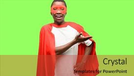 Presentation with super man - Theme having power point presentation - african black super hero man background and a red colored foreground